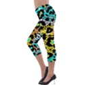 Seamless Leopard Wild Pattern Animal Print Lightweight Velour Capri Leggings  View3