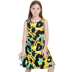 Seamless Leopard Wild Pattern Animal Print Kids  Skater Dress by Simbadda