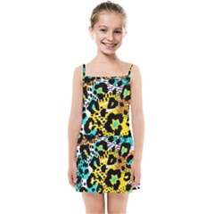 Seamless Leopard Wild Pattern Animal Print Kids  Summer Sun Dress by Simbadda