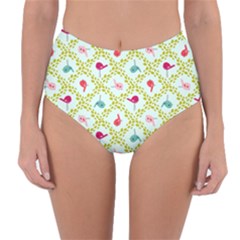 Birds Pattern Background Reversible High-waist Bikini Bottoms by Simbadda