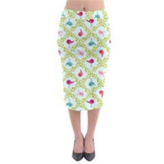 Birds Pattern Background Midi Pencil Skirt by Simbadda