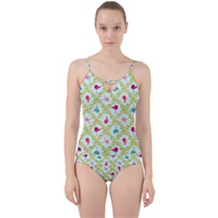 Birds Pattern Background Cut Out Top Tankini Set by Simbadda