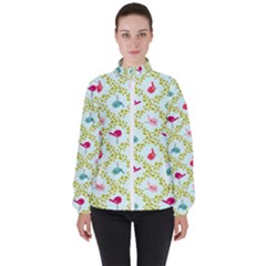 Birds Pattern Background Women s High Neck Windbreaker by Simbadda