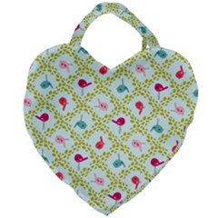 Birds Pattern Background Giant Heart Shaped Tote by Simbadda