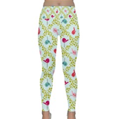 Birds Pattern Background Lightweight Velour Classic Yoga Leggings by Simbadda