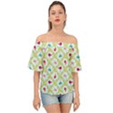 Birds Pattern Background Off Shoulder Short Sleeve Top View1