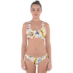 Vector Seamless Pattern Nice Animals Cartoon Cross Back Hipster Bikini Set by Simbadda