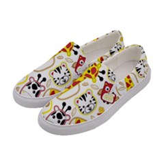 Vector Seamless Pattern Nice Animals Cartoon Women s Canvas Slip Ons