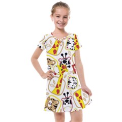 Vector Seamless Pattern Nice Animals Cartoon Kids  Cross Web Dress by Simbadda