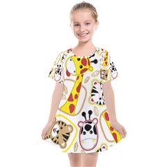 Vector Seamless Pattern Nice Animals Cartoon Kids  Smock Dress by Simbadda