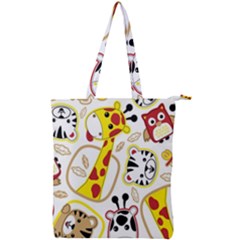 Vector Seamless Pattern Nice Animals Cartoon Double Zip Up Tote Bag by Simbadda