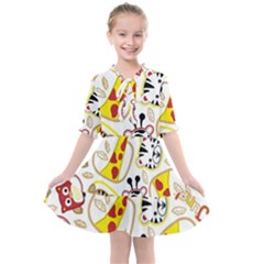 Vector Seamless Pattern Nice Animals Cartoon Kids  All Frills Chiffon Dress by Simbadda