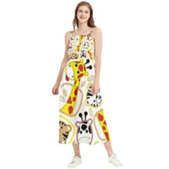 Vector Seamless Pattern Nice Animals Cartoon Boho Sleeveless Summer Dress by Simbadda