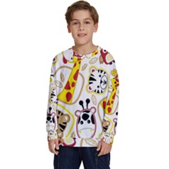 Vector Seamless Pattern Nice Animals Cartoon Kids  Crewneck Sweatshirt