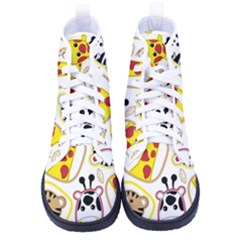 Vector Seamless Pattern Nice Animals Cartoon Men s High-top Canvas Sneakers