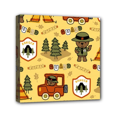 Seamless Pattern Funny Ranger Cartoon Mini Canvas 6  X 6  (stretched) by Simbadda