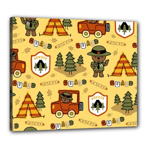 Seamless Pattern Funny Ranger Cartoon Canvas 24  X 20  (stretched) by Simbadda