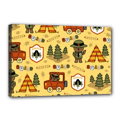 Seamless Pattern Funny Ranger Cartoon Canvas 18  X 12  (stretched) by Simbadda