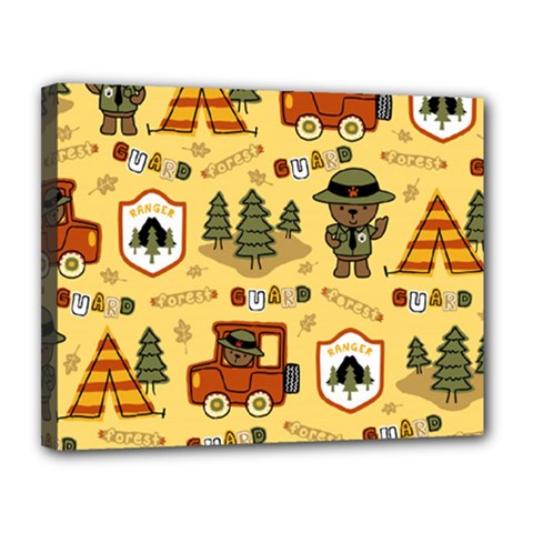 Seamless Pattern Funny Ranger Cartoon Canvas 14  X 11  (stretched) by Simbadda