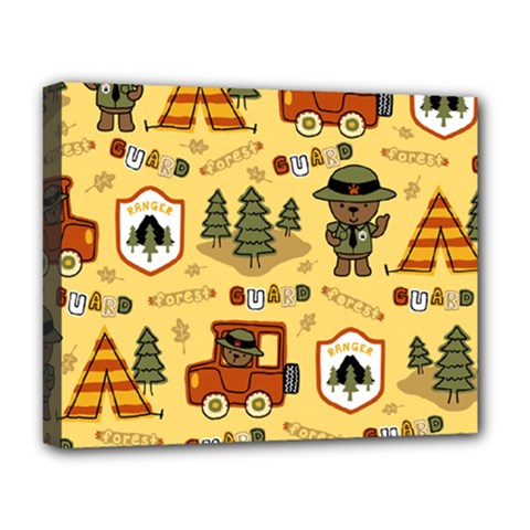 Seamless Pattern Funny Ranger Cartoon Deluxe Canvas 20  X 16  (stretched) by Simbadda