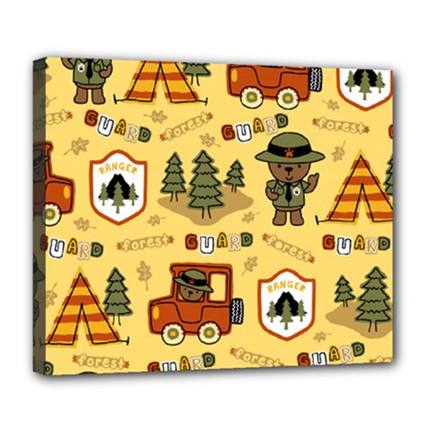 Seamless Pattern Funny Ranger Cartoon Deluxe Canvas 24  X 20  (stretched) by Simbadda