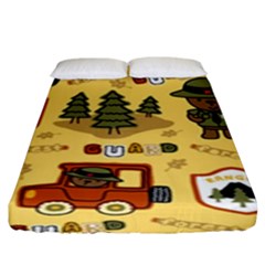 Seamless Pattern Funny Ranger Cartoon Fitted Sheet (king Size) by Simbadda