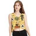 Seamless Pattern Funny Ranger Cartoon V-Neck Cropped Tank Top View1