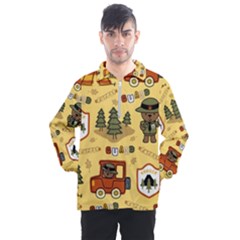 Seamless Pattern Funny Ranger Cartoon Men s Half Zip Pullover by Simbadda