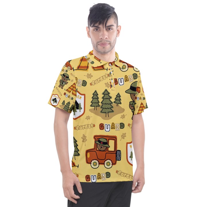 Seamless Pattern Funny Ranger Cartoon Men s Polo Tee