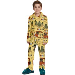 Seamless Pattern Funny Ranger Cartoon Kids  Long Sleeve Velvet Pajamas Set by Simbadda