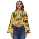 Seamless Pattern Funny Ranger Cartoon Boho Long Bell Sleeve Top View1