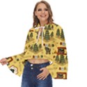 Seamless Pattern Funny Ranger Cartoon Boho Long Bell Sleeve Top View2