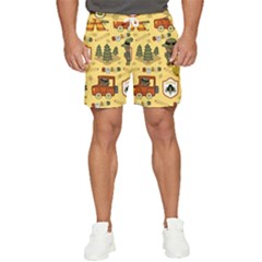 Seamless Pattern Funny Ranger Cartoon Men s Runner Shorts by Simbadda