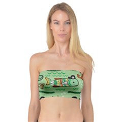 Seamless Pattern Fishes Pirates Cartoon Bandeau Top by Simbadda