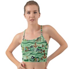 Seamless Pattern Fishes Pirates Cartoon Mini Tank Bikini Top by Simbadda