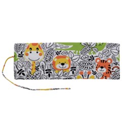 Seamless Pattern With Wildlife Cartoon Roll Up Canvas Pencil Holder (m) by Simbadda