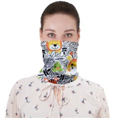 Seamless Pattern With Wildlife Cartoon Face Covering Bandana (adult) by Simbadda