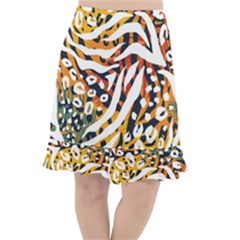 Abstract Geometric Seamless Pattern With Animal Print Fishtail Chiffon Skirt by Simbadda