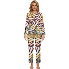 Abstract Geometric Seamless Pattern With Animal Print Womens  Long Sleeve Lightweight Pajamas Set by Simbadda