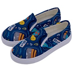 Seamless Pattern Vector Submarine With Sea Animals Cartoon Kids  Canvas Slip Ons by Simbadda