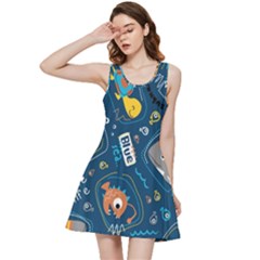 Seamless Pattern Vector Submarine With Sea Animals Cartoon Inside Out Racerback Dress by Simbadda