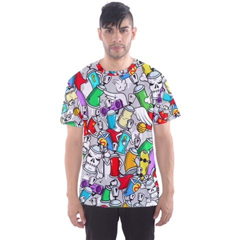 Graffiti Characters Seamless Pattern Men s Sport Mesh Tee by Simbadda