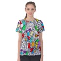 Graffiti Characters Seamless Pattern Women s Cotton Tee View1