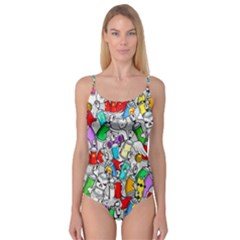 Graffiti Characters Seamless Pattern Camisole Leotard  by Simbadda