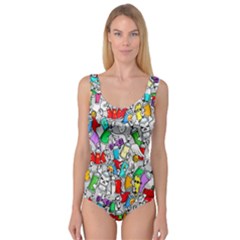 Graffiti Characters Seamless Pattern Princess Tank Leotard  by Simbadda