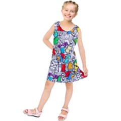 Graffiti Characters Seamless Pattern Kids  Tunic Dress by Simbadda