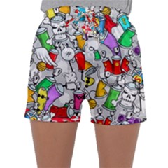 Graffiti Characters Seamless Pattern Sleepwear Shorts by Simbadda