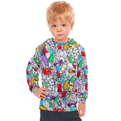 Graffiti Characters Seamless Pattern Kids  Hooded Pullover by Simbadda