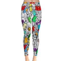 Graffiti Characters Seamless Pattern Inside Out Leggings by Simbadda