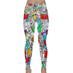 Graffiti Characters Seamless Pattern Lightweight Velour Classic Yoga Leggings by Simbadda